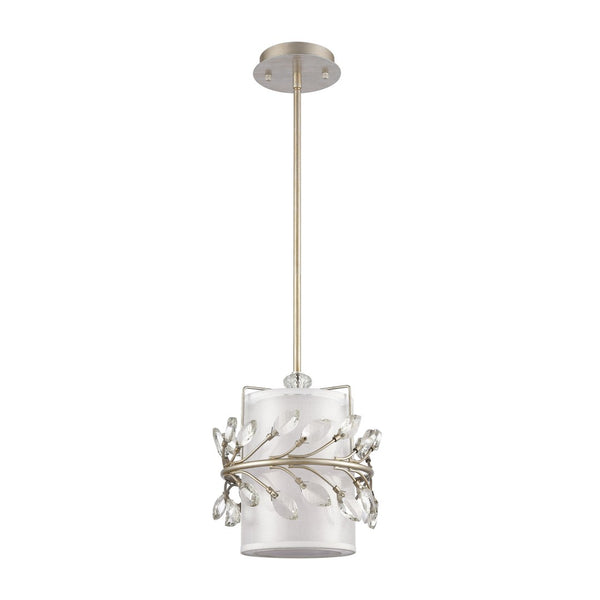 Atlas Asbury 9'' Wide Mini Pendant Light - Nature-Inspired Aged Silver Fixture with Crystal Accents CL11531-SV