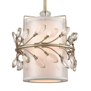 Atlas Asbury 9'' Wide Mini Pendant Light - Nature-Inspired Aged Silver Fixture with Crystal Accents CL11531-SV