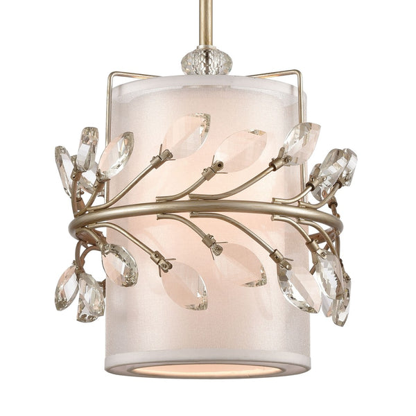 Atlas Asbury 9'' Wide Mini Pendant Light - Nature-Inspired Aged Silver Fixture with Crystal Accents CL11531-SV