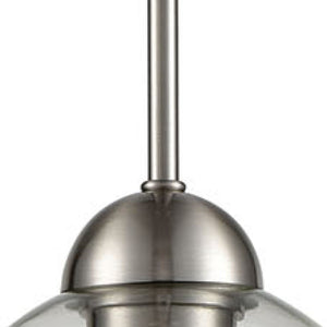Atlas Astoria 1-Light Mini Pendant - Midcentury Style with Clear Glass Globe in Brushed Nickel Finish CL11532-NK