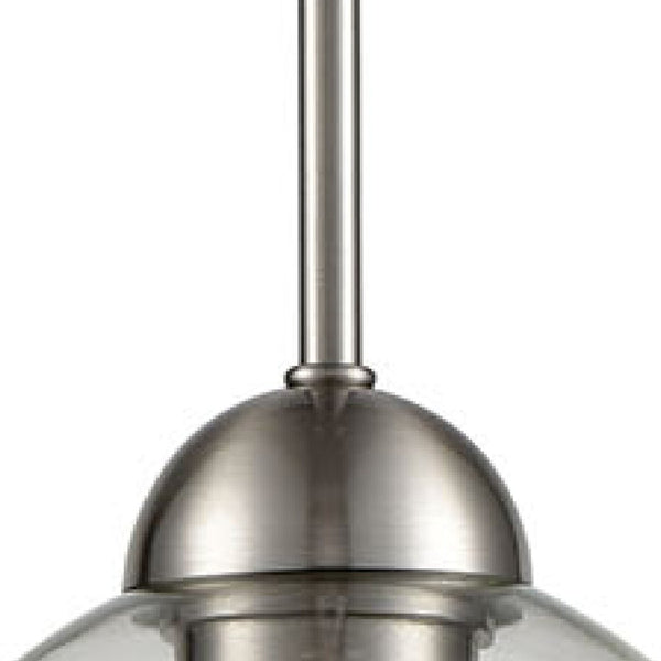 Atlas Astoria 1-Light Mini Pendant - Midcentury Style with Clear Glass Globe in Brushed Nickel Finish CL11532-NK