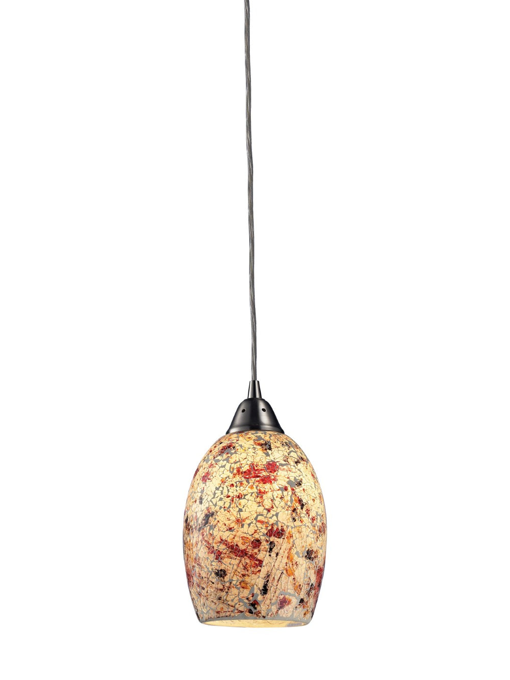 Atlas Avalon Artisan 5" Wide Pendant Light - Hand-Painted Glass with Satin Nickel Finish for Elegance CL11533-WH