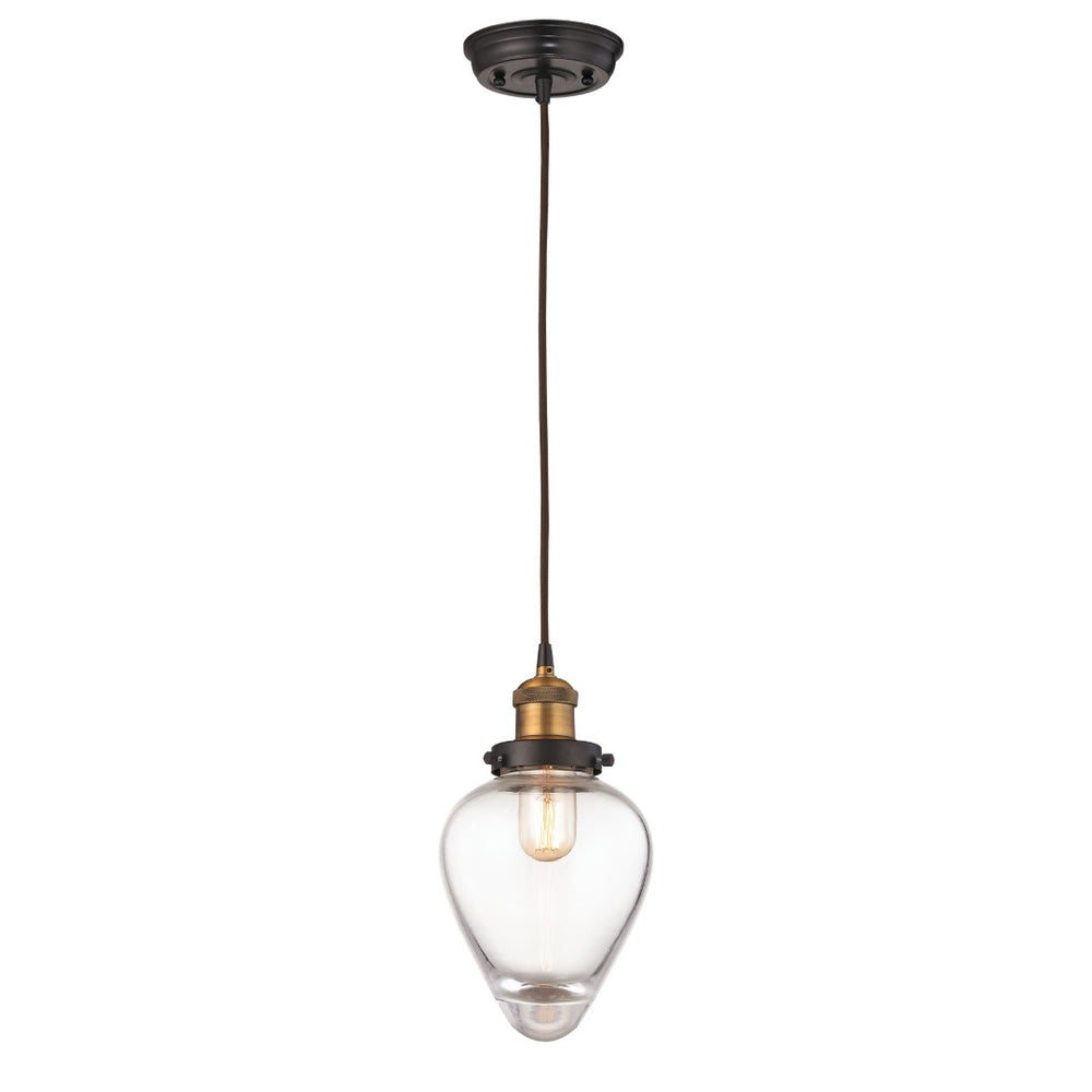 Atlas Bartram 7" Wide Mini Pendant Light - Antique Brass & Clear Glass for Elegant Indoor Spaces CL11534-BS
