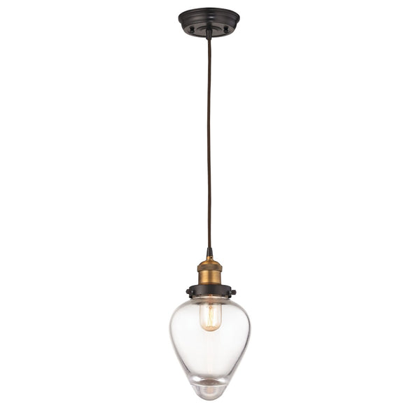 Atlas Bartram 7" Wide Mini Pendant Light - Antique Brass & Clear Glass for Elegant Indoor Spaces CL11534-BS