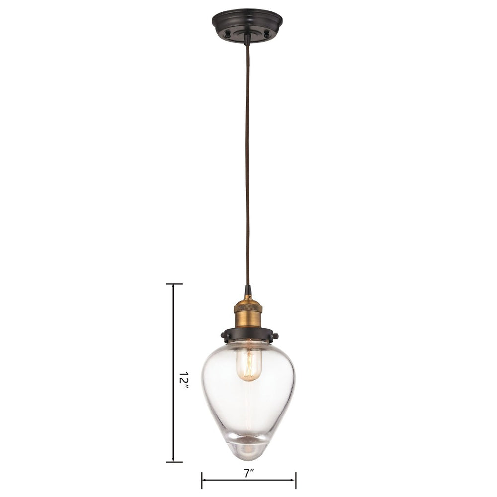 Atlas Bartram 7" Wide Mini Pendant Light - Antique Brass & Clear Glass for Elegant Indoor Spaces CL11534-BS