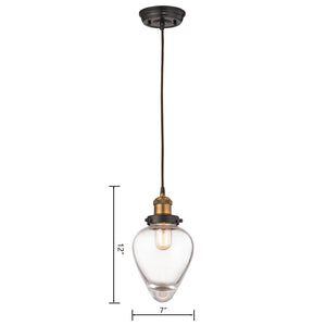 Atlas Bartram 7" Wide Mini Pendant Light - Antique Brass & Clear Glass for Elegant Indoor Spaces CL11534-BS
