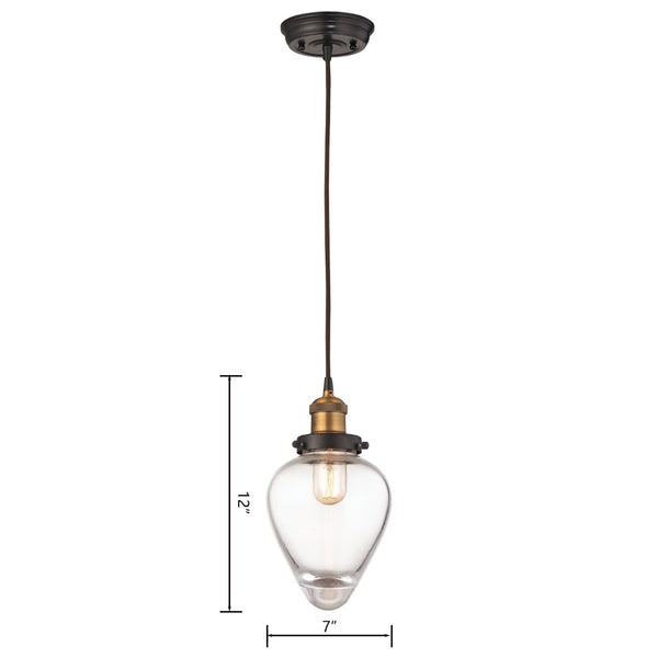 Atlas Bartram 7" Wide Mini Pendant Light - Antique Brass & Clear Glass for Elegant Indoor Spaces CL11534-BS
