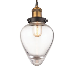 Atlas Bartram 7" Wide Mini Pendant Light - Antique Brass & Clear Glass for Elegant Indoor Spaces CL11534-BS