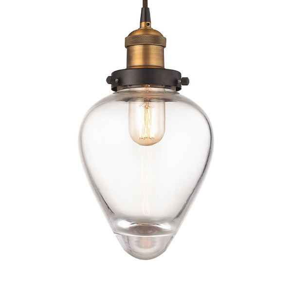 Atlas Bartram 7" Wide Mini Pendant Light - Antique Brass & Clear Glass for Elegant Indoor Spaces CL11534-BS