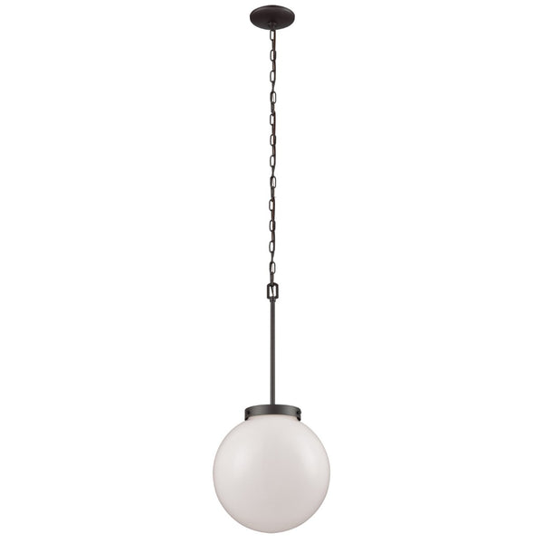 Atlas Beckett 12'' Wide 1-Light Mini Pendant – Elegant Modern Design for Effortless Ambiance in Any Room Oil Rubbed Bronze with White Glass CL11535-BZ1