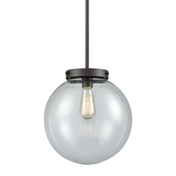Atlas Beckett 12'' Wide 1-Light Mini Pendant – Elegant Modern Design for Effortless Ambiance in Any Room Oil Rubbed Bronze with Clear Glass CL11535-BZ2