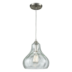 Atlas Belmont 10" Wide Mini Pendant Light - Elegant Satin Nickel Fixture with Curved Waterglass Shade CL11539-NK