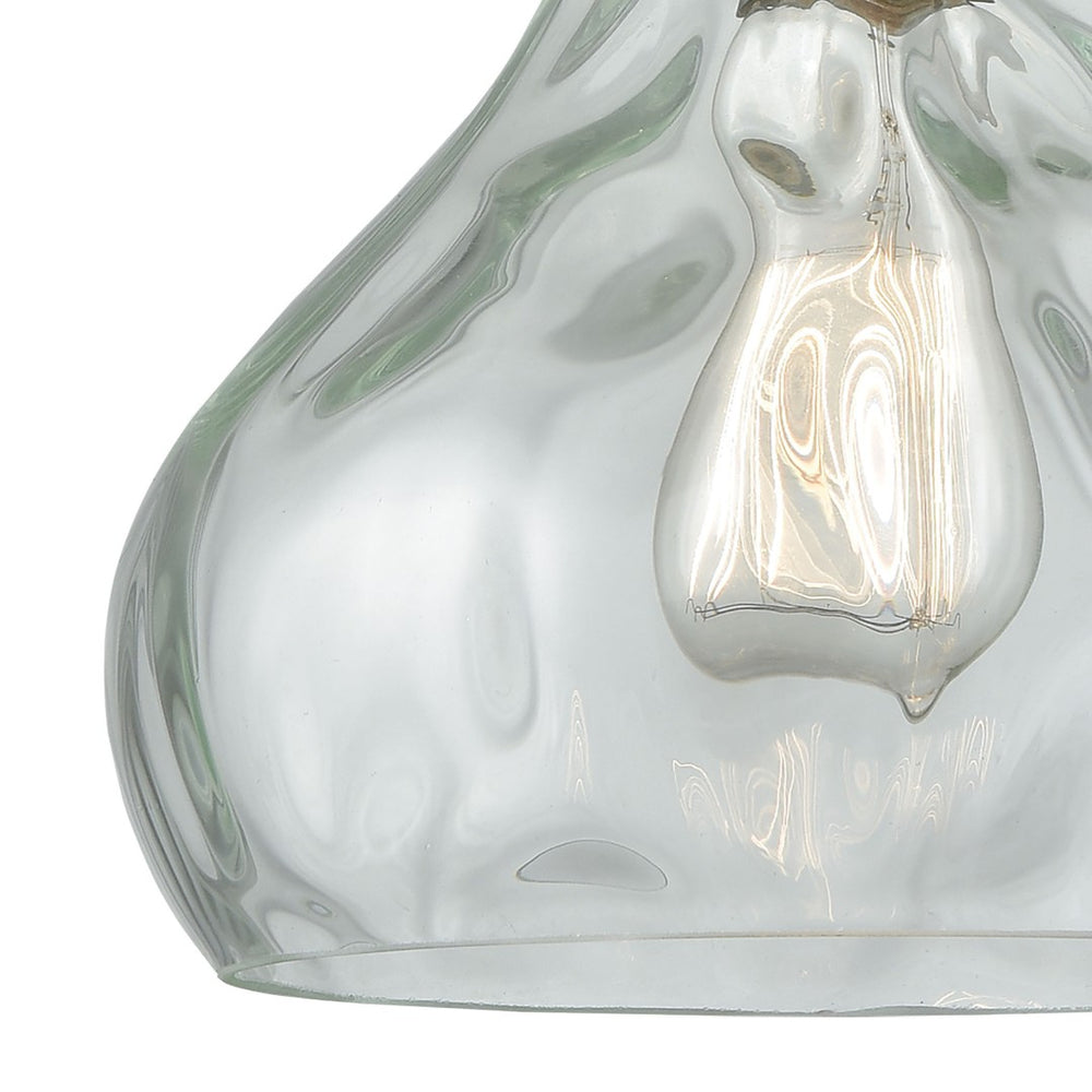 Atlas Belmont 10" Wide Mini Pendant Light - Elegant Satin Nickel Fixture with Curved Waterglass Shade CL11539-NK