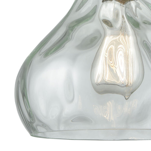 Atlas Belmont 10" Wide Mini Pendant Light - Elegant Satin Nickel Fixture with Curved Waterglass Shade CL11539-NK