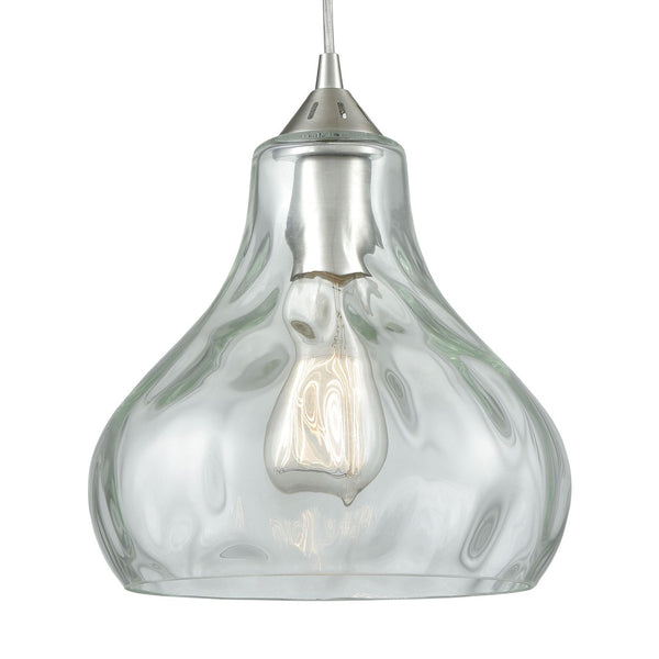 Atlas Belmont 10" Wide Mini Pendant Light - Elegant Satin Nickel Fixture with Curved Waterglass Shade CL11539-NK