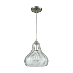 Atlas Belmont 10" Wide Mini Pendant Light - Elegant Satin Nickel Fixture with Curved Waterglass Shade CL11539-NK