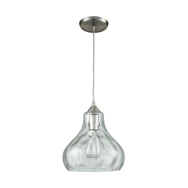 Atlas Belmont 10" Wide Mini Pendant Light - Elegant Satin Nickel Fixture with Curved Waterglass Shade CL11539-NK