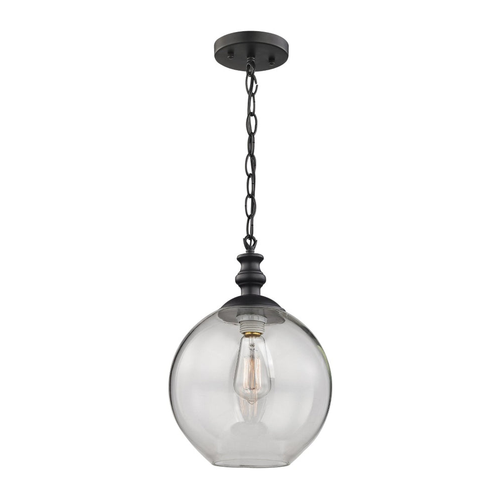 Atlas Bergen 10'' Wide Mini Pendant Light - Matte Black with Clear Glass Shade for Modern Spaces CL11540-BK