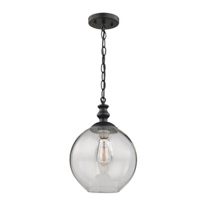 Atlas Bergen 10'' Wide Mini Pendant Light - Matte Black with Clear Glass Shade for Modern Spaces CL11540-BK