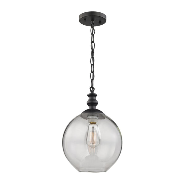 Atlas Bergen 10'' Wide Mini Pendant Light - Matte Black with Clear Glass Shade for Modern Spaces CL11540-BK