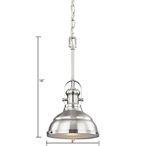 Atlas Blakesley 8'' Wide Mini Pendant Light - Contemporary Dome Shade for Soft Illumination in Any Room Brushed Nickel CL11542-NK