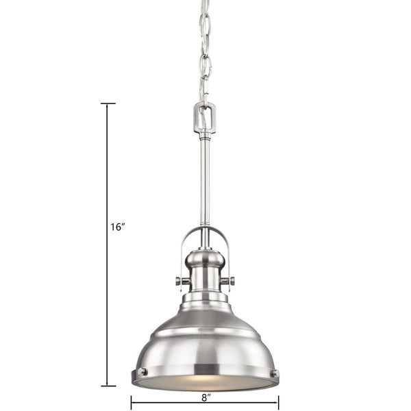 Atlas Blakesley 8'' Wide Mini Pendant Light - Contemporary Dome Shade for Soft Illumination in Any Room Brushed Nickel CL11542-NK