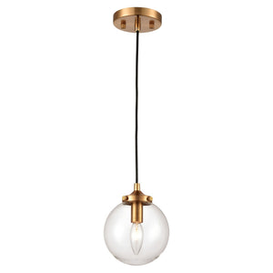 Atlas Boudreaux 1-Light Mini Pendant - Midcentury Modern Design with Multi-Tone Metal and Glass Globe Matte Black with Antique Gold 6'' CL11543-GD