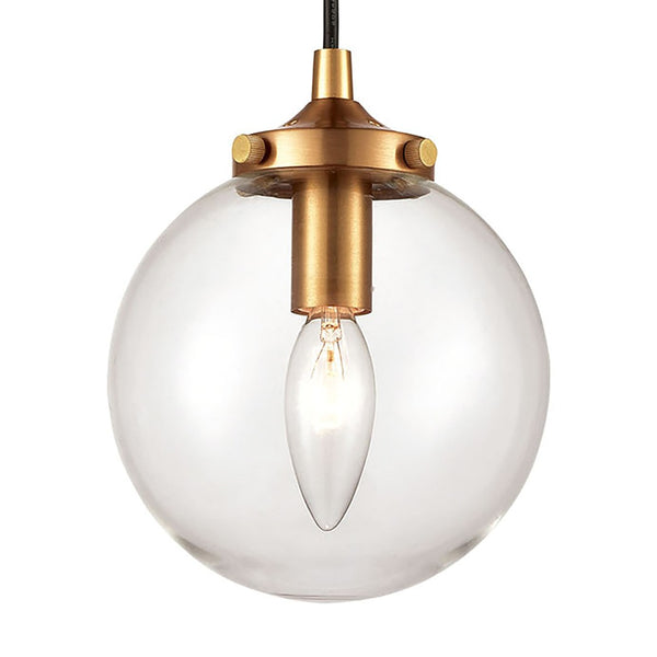 Atlas Boudreaux 1-Light Mini Pendant - Midcentury Modern Design with Multi-Tone Metal and Glass Globe Matte Black with Antique Gold 6'' CL11543-GD