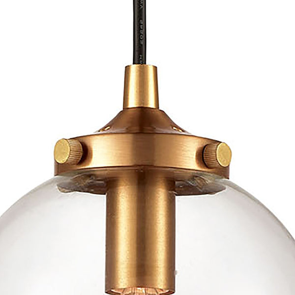 Atlas Boudreaux 1-Light Mini Pendant - Midcentury Modern Design with Multi-Tone Metal and Glass Globe Matte Black with Antique Gold 6'' CL11543-GD