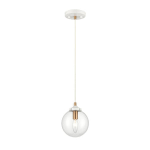 Atlas Boudreaux 1-Light Mini Pendant - Midcentury Modern Design with Multi-Tone Metal and Glass Globe Matte White 6'' CL11543-WH