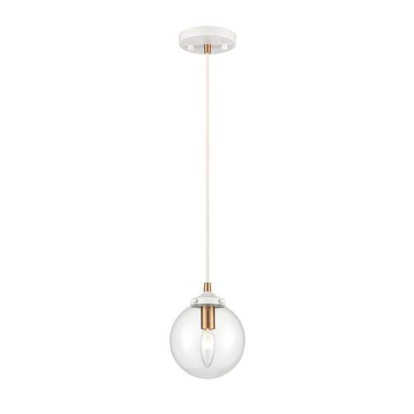 Atlas Boudreaux 1-Light Mini Pendant - Midcentury Modern Design with Multi-Tone Metal and Glass Globe Matte White 6'' CL11543-WH