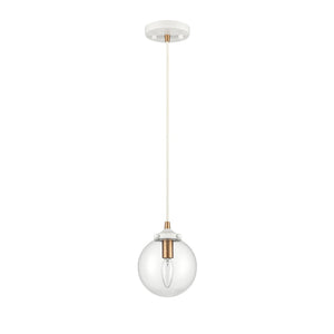 Atlas Boudreaux 1-Light Mini Pendant - Midcentury Modern Design with Multi-Tone Metal and Glass Globe Matte White 6'' CL11543-WH