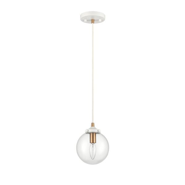Atlas Boudreaux 1-Light Mini Pendant - Midcentury Modern Design with Multi-Tone Metal and Glass Globe Matte White 6'' CL11543-WH