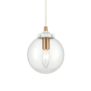 Atlas Boudreaux 1-Light Mini Pendant - Midcentury Modern Design with Multi-Tone Metal and Glass Globe Matte White 6'' CL11543-WH