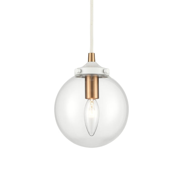 Atlas Boudreaux 1-Light Mini Pendant - Midcentury Modern Design with Multi-Tone Metal and Glass Globe Matte White 6'' CL11543-WH