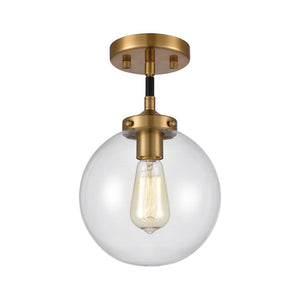 Atlas Boudreaux 1-Light Mini Pendant - Midcentury Modern Design with Multi-Tone Metal and Glass Globe Matte Black with Antique Gold 8'' CL11544-GD