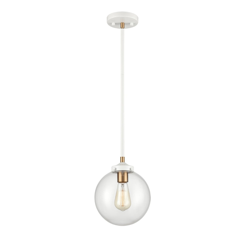 Atlas Boudreaux 1-Light Mini Pendant - Midcentury Modern Design with Multi-Tone Metal and Glass Globe Matte White 8'' CL11544-WH