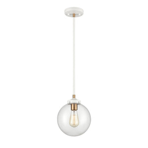 Atlas Boudreaux 1-Light Mini Pendant - Midcentury Modern Design with Multi-Tone Metal and Glass Globe Matte White 8'' CL11544-WH
