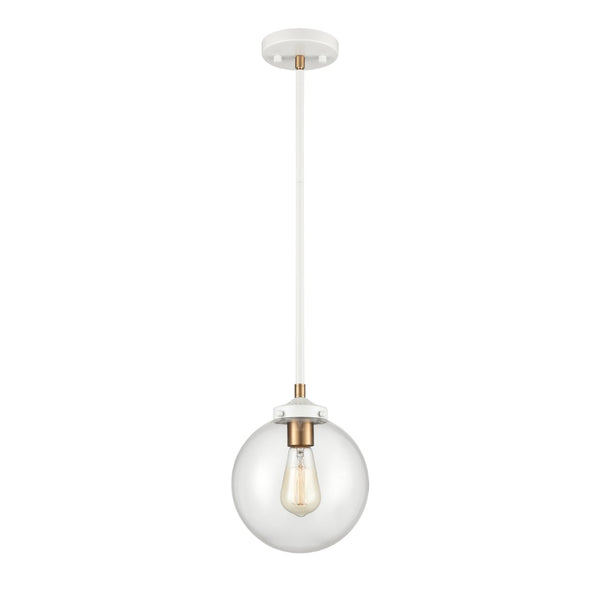 Atlas Boudreaux 1-Light Mini Pendant - Midcentury Modern Design with Multi-Tone Metal and Glass Globe Matte White 8'' CL11544-WH