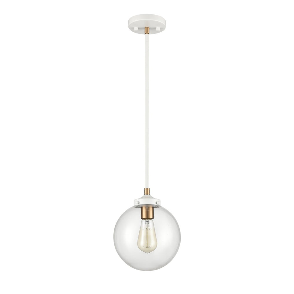 Atlas Boudreaux 1-Light Mini Pendant - Midcentury Modern Design with Multi-Tone Metal and Glass Globe Matte White 8'' CL11544-WH