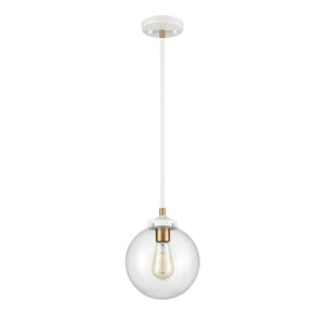 Atlas Boudreaux 1-Light Mini Pendant - Midcentury Modern Design with Multi-Tone Metal and Glass Globe Matte White 8'' CL11544-WH