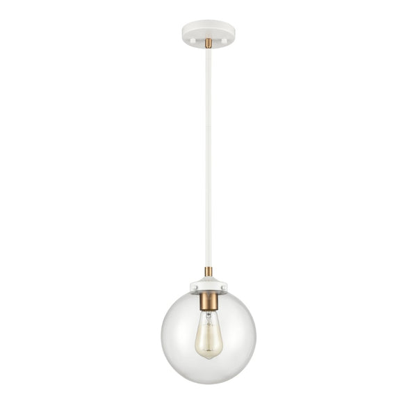 Atlas Boudreaux 1-Light Mini Pendant - Midcentury Modern Design with Multi-Tone Metal and Glass Globe Matte White 8'' CL11544-WH