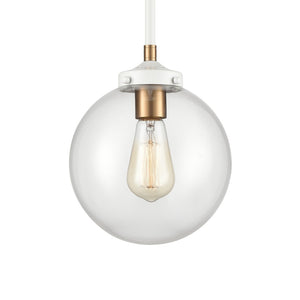 Atlas Boudreaux 1-Light Mini Pendant - Midcentury Modern Design with Multi-Tone Metal and Glass Globe Matte White 8'' CL11544-WH