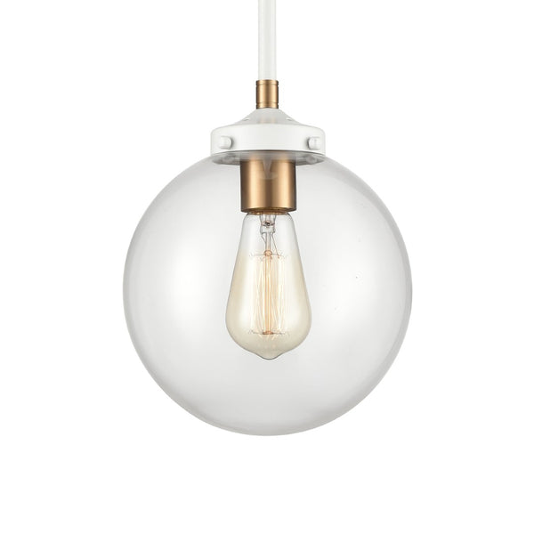 Atlas Boudreaux 1-Light Mini Pendant - Midcentury Modern Design with Multi-Tone Metal and Glass Globe Matte White 8'' CL11544-WH