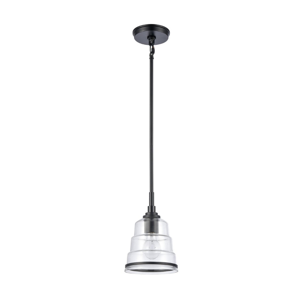 Atlas Boyer 6.5'' Wide 1-Light Mini Pendant - Elegant Matte Black with Clear Glass Shade for Modern Spaces CL11545-BK