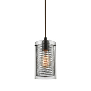 Atlas Brant 5'' Wide 1-Light Pendant - Industrial Clear Glass & Fishnet Design in Oil Rubbed Bronze Finish CL11546-BZ