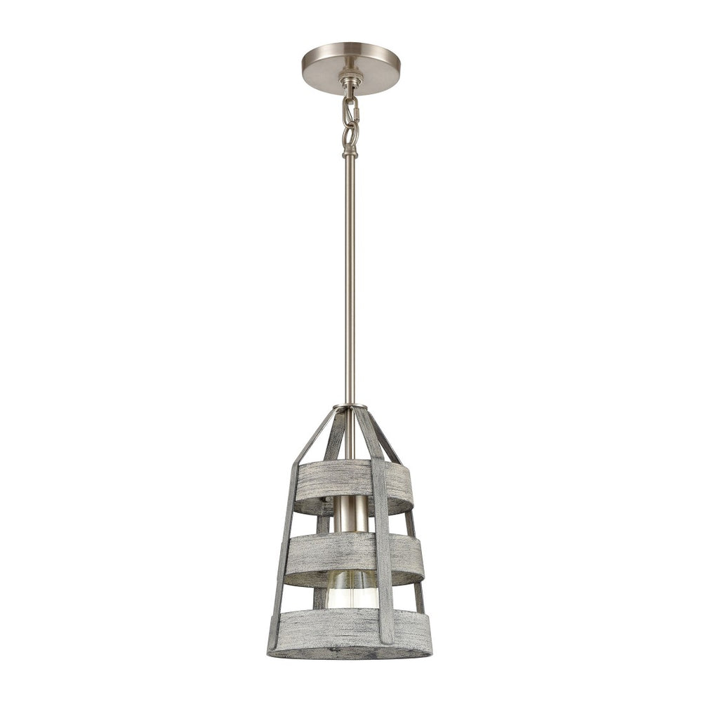 Atlas Brigantine 7" Wide Mini Pendant Light - Coastal-Inspired Design for Modern Spaces & Entryways Weathered Driftwood CL11547-GY