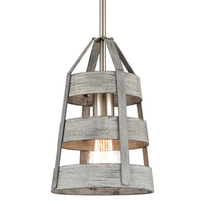Atlas Brigantine 7" Wide Mini Pendant Light - Coastal-Inspired Design for Modern Spaces & Entryways Weathered Driftwood CL11547-GY