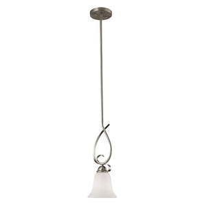Atlas Brighton 6'' Wide 1-Light Mini Pendant Lamp - Elegantly Curved Brushed Nickel with White Glass Shade CL11548-NK
