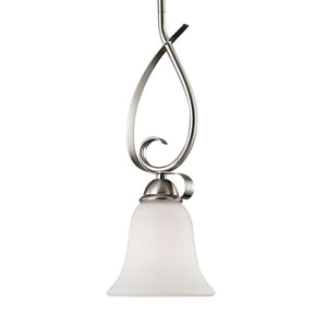Atlas Brighton 6'' Wide 1-Light Mini Pendant Lamp - Elegantly Curved Brushed Nickel with White Glass Shade CL11548-NK